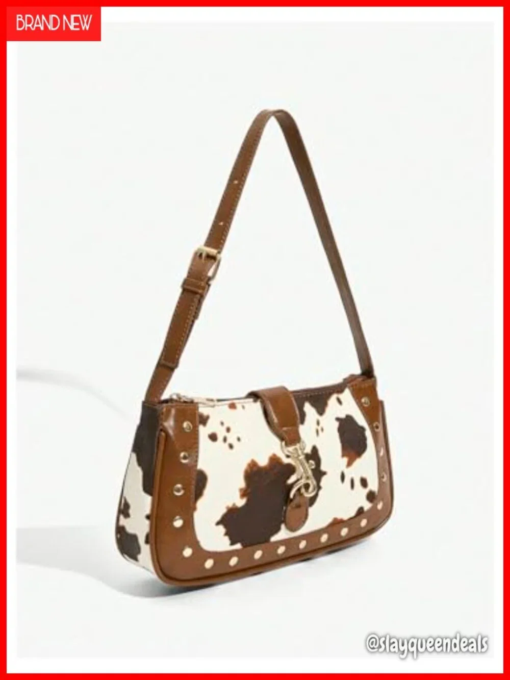 Vintage Y2K Cowgirl Hobo Bag Faux PU Leather Zipper Clutch Purse Shoulder Bag